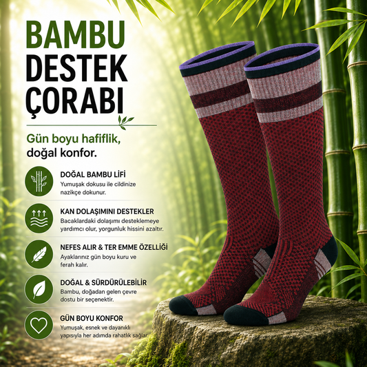Bambu Destek Çorabı Kırmızı