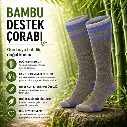 Bambu Destek Çorabı Mavi