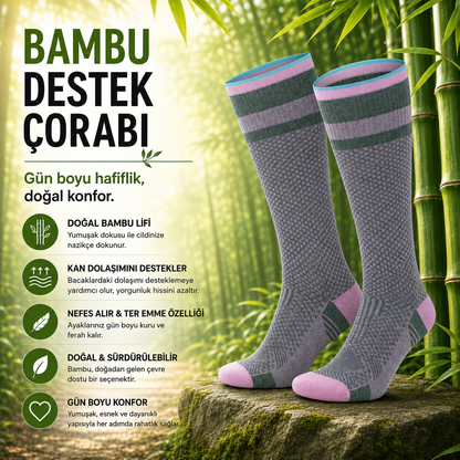 Bambu Destek Çorabı Pembe