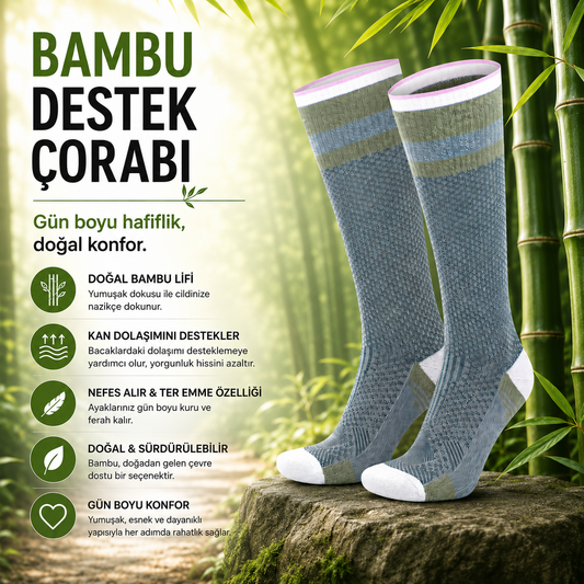 Bambu Destek Çorabı Beyaz